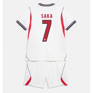Englanti Bukayo Saka #7 Jalkapallovaatteet Lasten Kotipeliasu MM-kisat 2026 Lyhythihainen (+ Lyhyet housut)